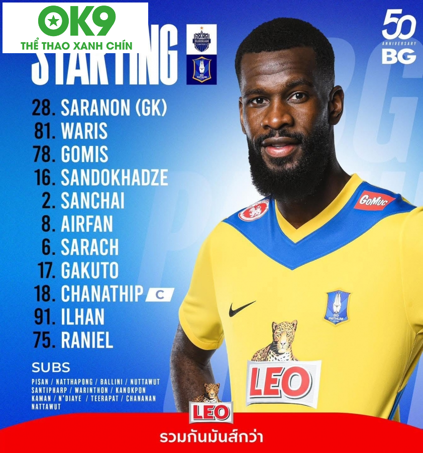 Đội hình xuất phát của BG Pathum